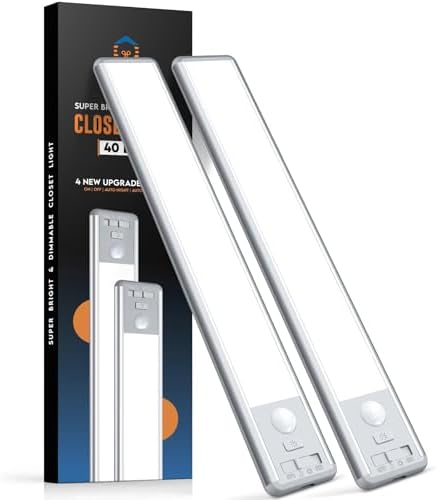 BLS 10inch Rechargeable Motion Sensor Under Cabinet Lights, 2 Pack