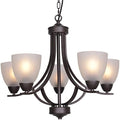 5-Light Alabaster Glass Chandelier, Oil-Rubbed Bronze