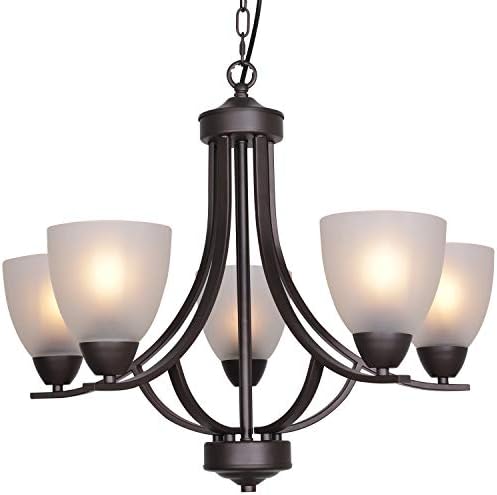 5-Light Alabaster Glass Chandelier, Oil-Rubbed Bronze