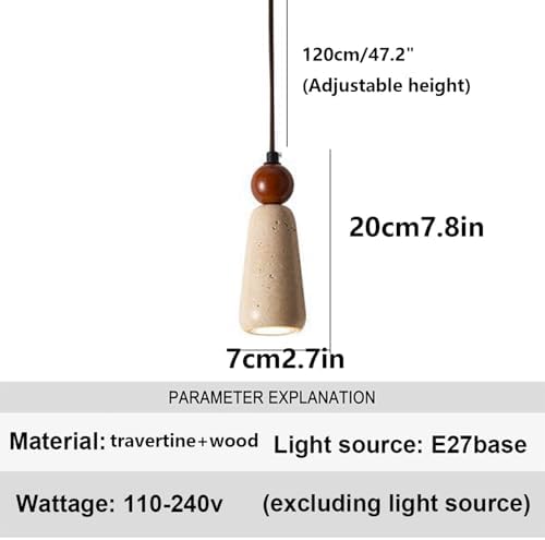 Spherical Yellow Travertine Industrial Pendant Light