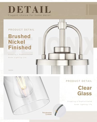 Beionxii Brushed Nickel Pendant Lights, 2 Pack