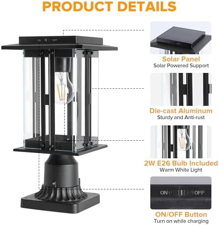 LUTEC 200-Lumen Solar Lamp Post Light