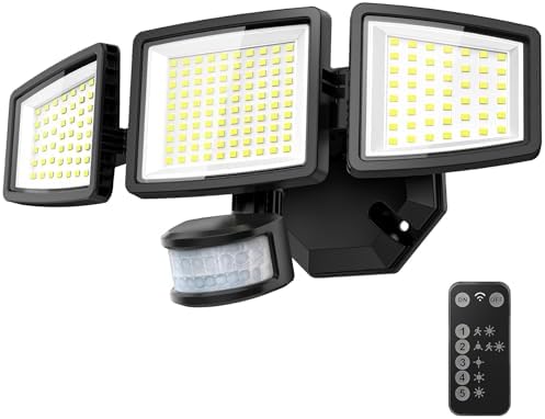 7000LM 6500K 3-Head LED Motion Sensor Flood Light