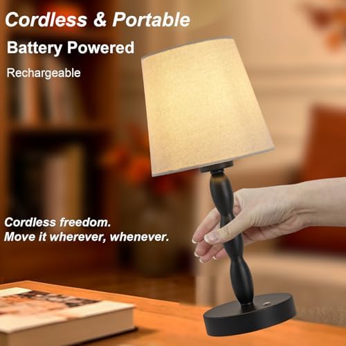 CASTLELIFE Rechargeable Cordless Table Lamp, Black