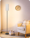 64.6" Modern Floor Lamp with Foot Switch, Black and Beige