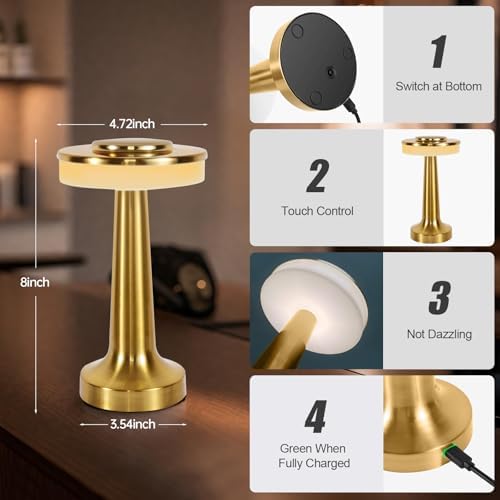 Cordless Portable LED Table Lamp, Stepless Dimming