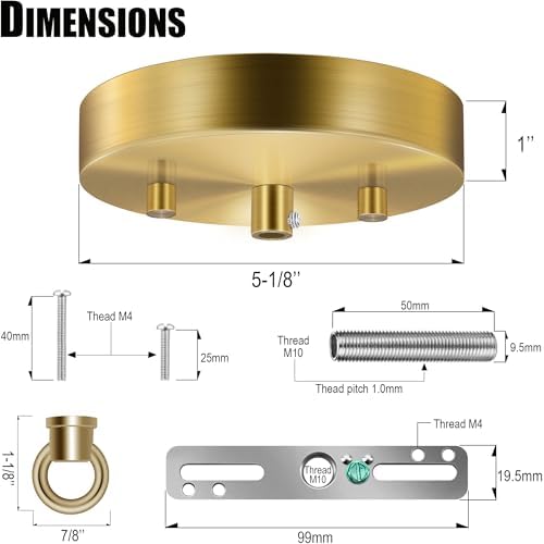 Light Canopy Kit, 5-1/8 Inches, Brass