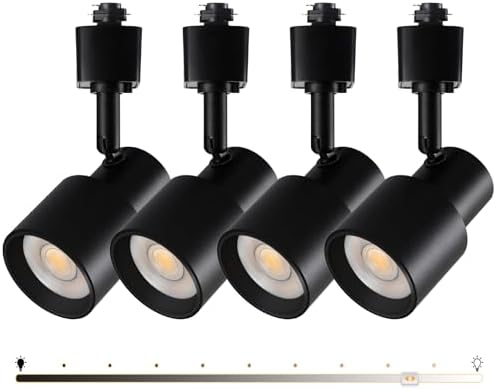 10W H-Type LED Track Lighting Heads, Black, 4 Pack