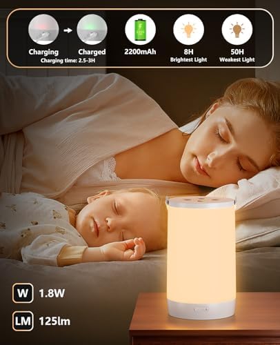 Hensam Rechargeable Dimmable Bedside Night Light