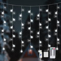 Newhale Christmas Curtain String Lights with Snowflake and Star