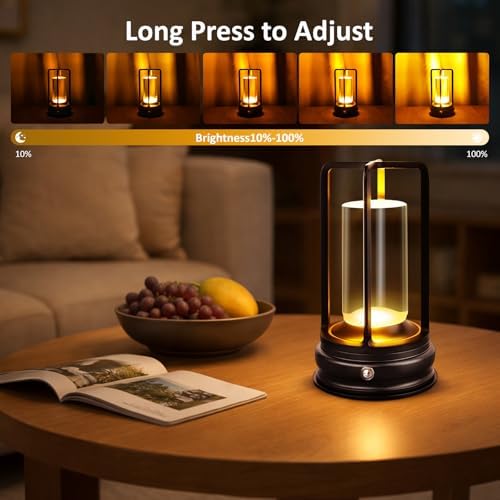 Cordless Rechargeable LED Table Lamp, 3 Color Temperatures, Black