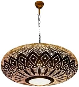 Moroccan Gold Brass Pendant Light, 17.70 Inch