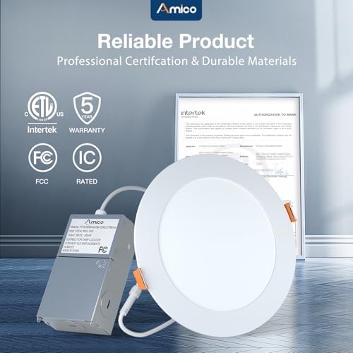 Amico 24 Pack 6 Inch Ultra-Thin LED Recessed Light