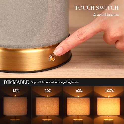 O’Bright Dune 24-Inch Cordless Ceramic Table Lamp — Stone Grey - view 3
