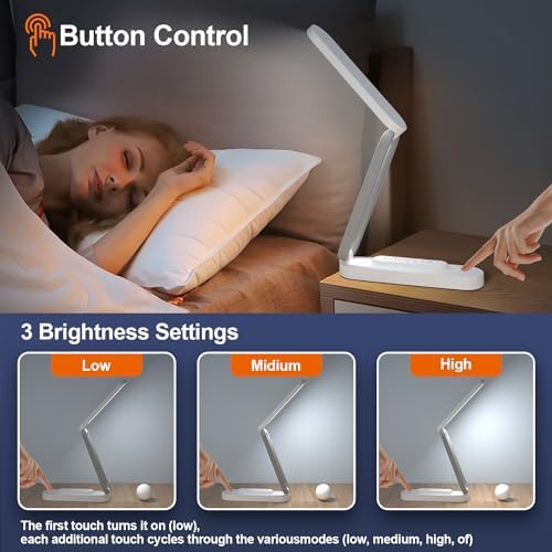 Giryuhd Foldable Rechargeable LED Desk Lamp, White