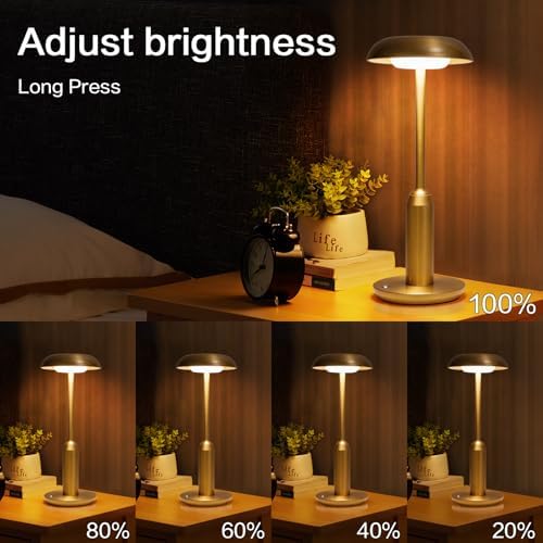 2 Pack Gold Rechargeable Cordless Table Lamps