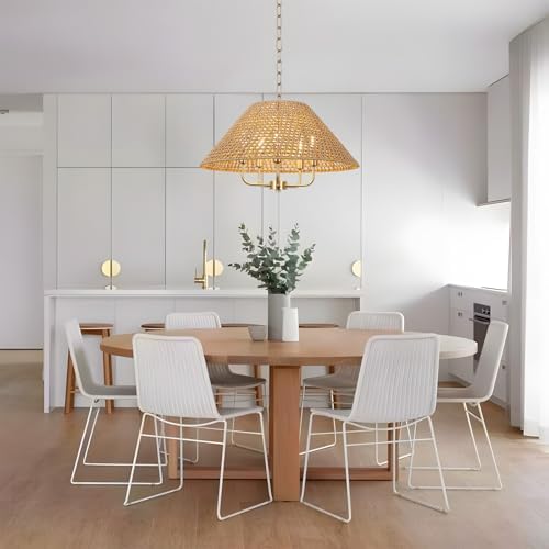 LamQee 22 Inch 5-Light Rattan Chandelier