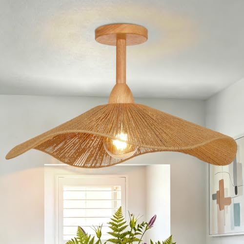 19.6" Large Rattan Pendant Light