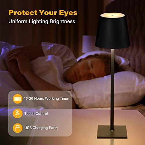 CHLORANTHUS 2 Pack Cordless Table Lamps, 3 Colors