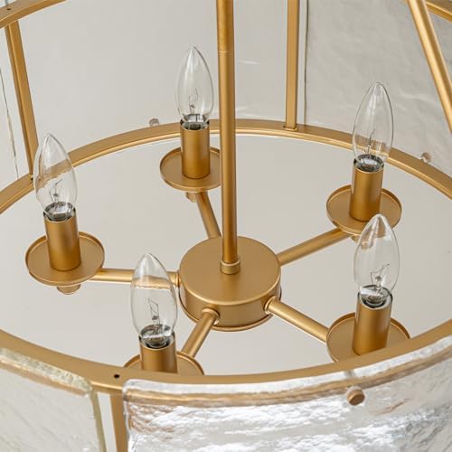 Gold Glass Drum Chandelier for Dining Room