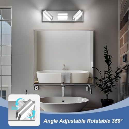 Modern LED 3-Light Bathroom Fixtures, Chrome