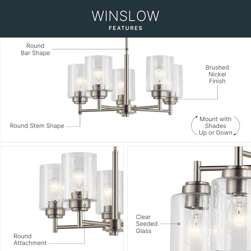 Kichler Winslow 5-Light Chandelier, Brushed Nickel
