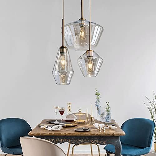 Industrial Champagne Gold Glass Pendant Light Fixture
