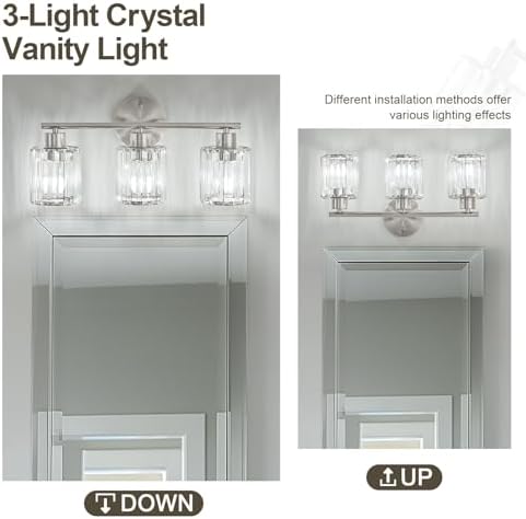 Modern Brushed Nickel 3-Light Bathroom Fixtures