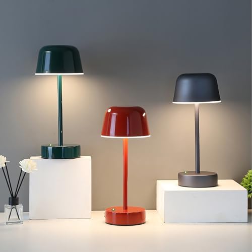 Rechargeable Cordless Mushroom Table Lamp, Red