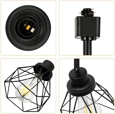 E26 Track Lighting Heads, 4-Light Black