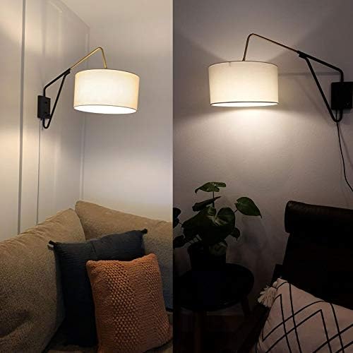 HOLKIRT Modern Swing Arm Wall Sconce, Off-White 13.77"