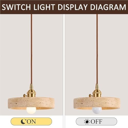 Natural Travertine Brushed Brass Pendant Light