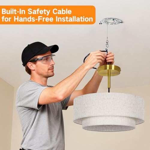 OUTON 16 Inch 3-Light Double Drum Semi Flush Mount Ceiling Light