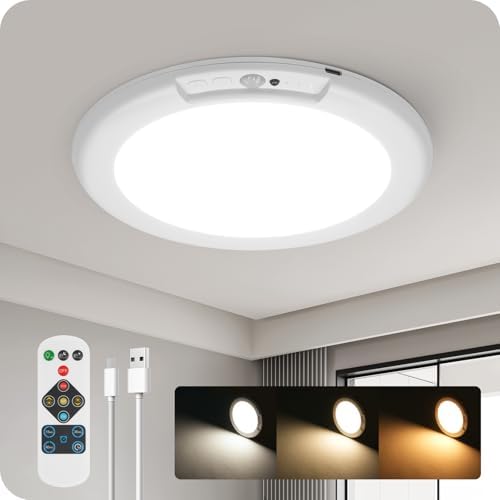Rechargeable Motion Sensor Ceiling Light, Remote, Magnetic