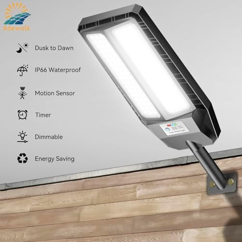 Adewalk Solar Street Lights, 5000W, 2 Pack