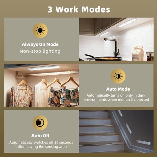 32 LED Rechargeable Motion Sensor Under Cabinet Lights, 4 Pack