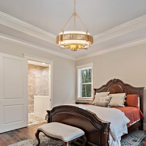 Boho Rattan Drum Chandelier