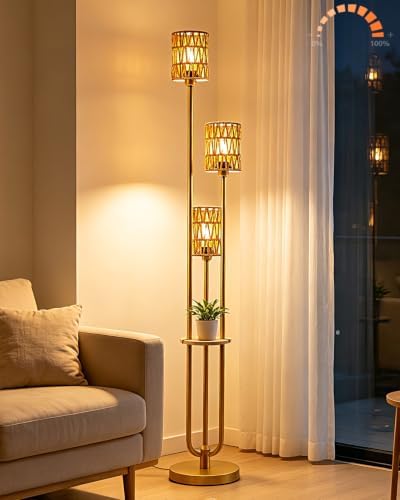 Lightdot 3-Lights Rattan Floor Lamp