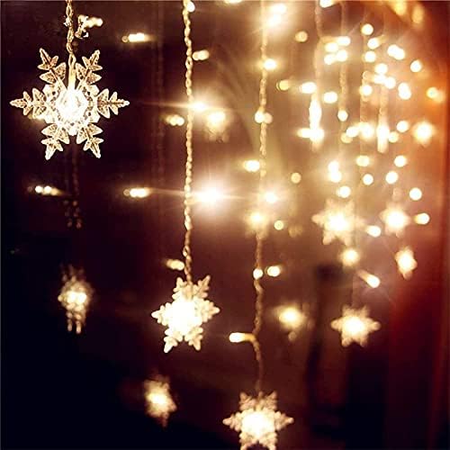 String Lights LED Curtain Light, 96 LED Snowflake Lights
