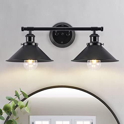 Black 2-Light Farmhouse Bathroom Vanity Light