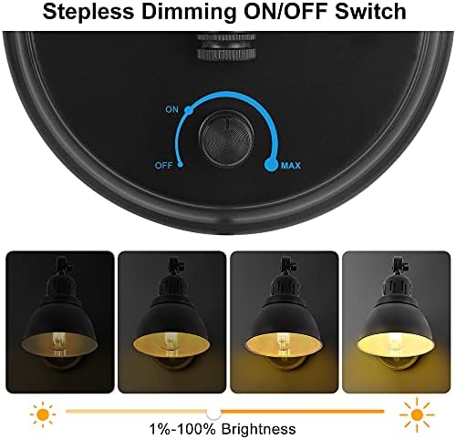 GOODATE Dimmable Plug-in Swing Arm Wall Sconce, Black