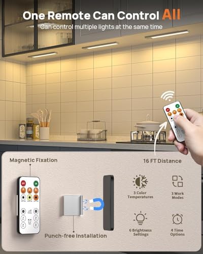 16inch Rechargeable Under Cabinet Lighting, Remote, 5 Pack