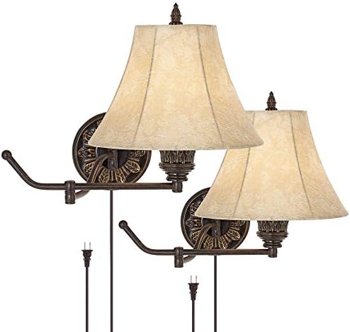 Rosslyn Bronze Plug-in Swing Arm Wall Lamps Set of 2