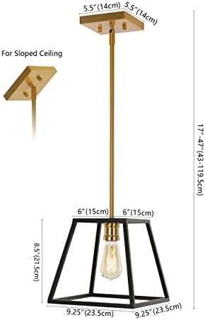 JONATHAN Y 1-Light Black and Brass Pendant Lantern