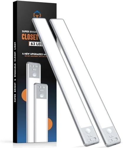 Reoshine 63 LED Rechargeable Closet Lights, 2 Pack