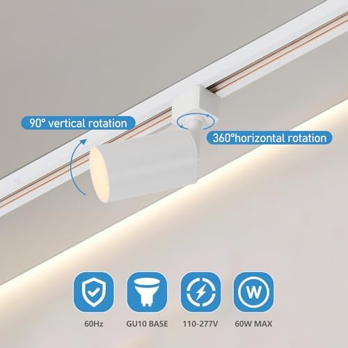 3-Color Dimmable Plug-In Track Lighting, 3-Light White