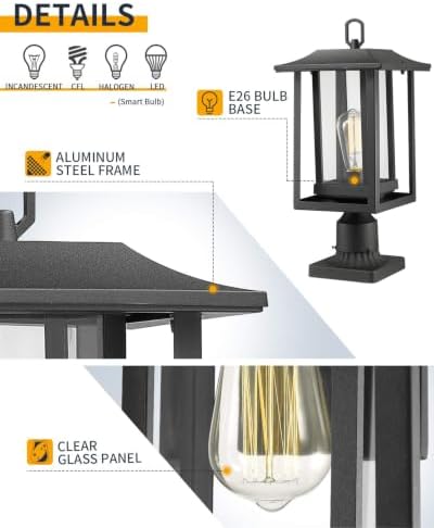Beionxii A197P-2PK 110-120V Outdoor Post Lights