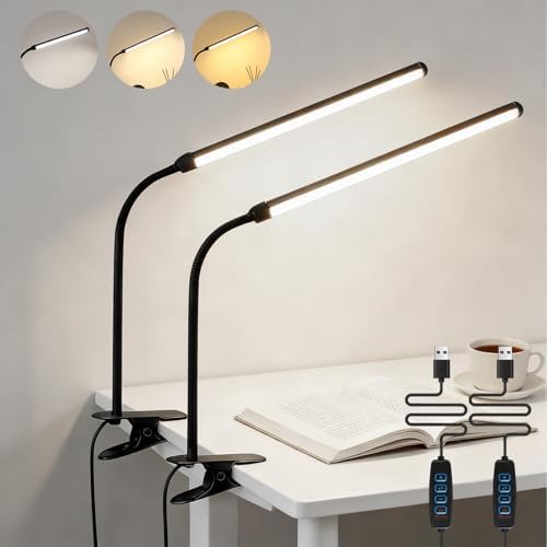 2 Pack USB LED Desk Lamps with Clamp