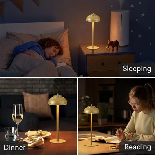 2 Pack Cordless Rechargeable LED Table Lamps, Gold