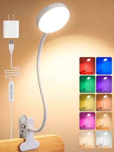 RGB Clip-On Desk Lamp, 10 Colors, Dimmable